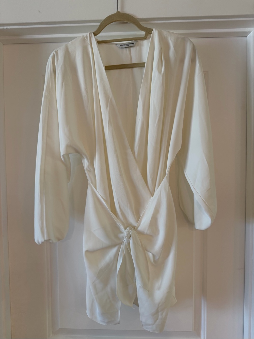Amanda Uprichard Cream Knot-Front Mini Dress